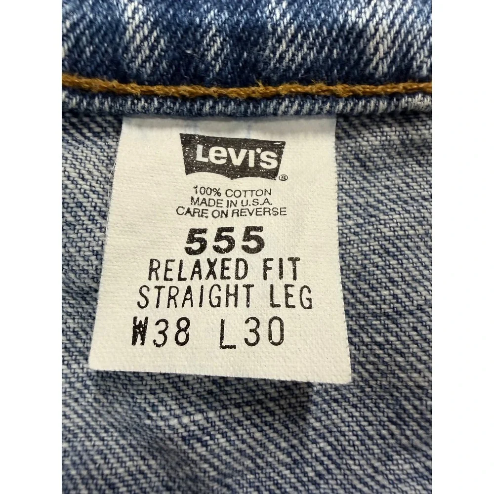 Vintage Levis 555 Relaxed Fit Straight Leg Jeans Blue Mens 38x30 (EE32)